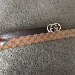 Brown monogram heart gucci belt